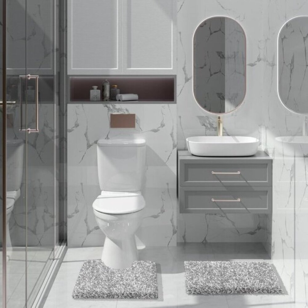 New 24x17 Bathroom Rug, Soft Plush Non-Slip Washable Mat for Shower & Sink Area - Picture 8 of 8